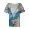 Damen Sommer Casual Fashion Baumwolle Leinen bedruckt Damen Kurzarm Shirt Tops