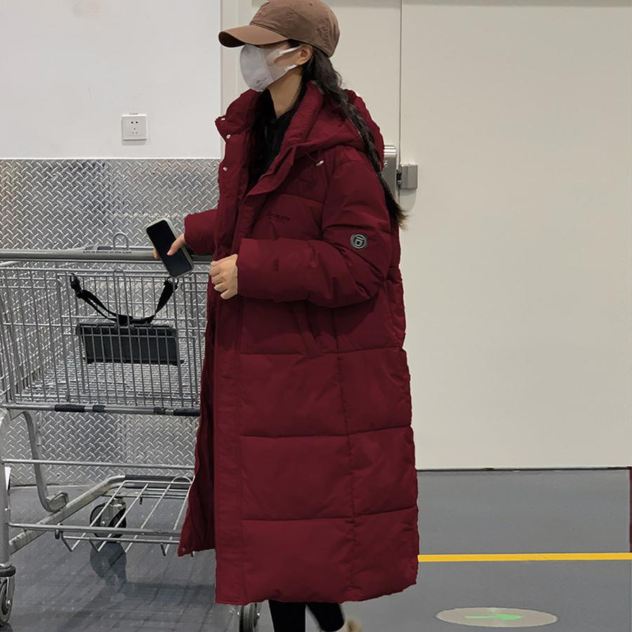 

Толстая утепленная хлопковая куртка женская в корейском стиле, свободная, длинная, ниже колена, хлопковое пальто, зимний новый стиль, ins, хлебная одежда, трендовая S красный