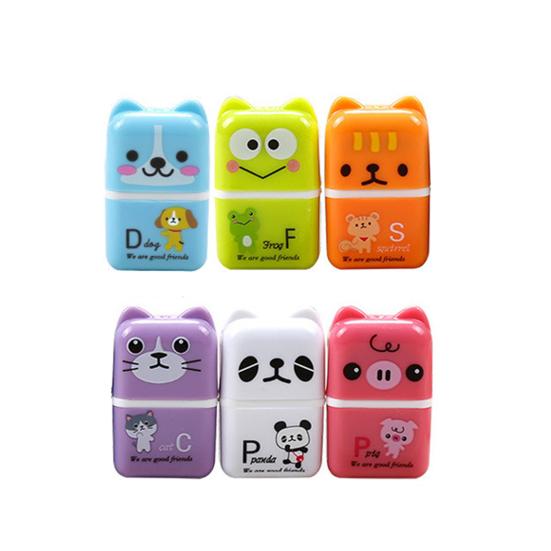 

6 шт. ластик, легко протирается, удобная ручка, изысканный изысканный мультяшный принт, хорошая эластичность, пластик, милый роликовый ластик с изображением животных для школы Sets