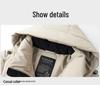 Men's 2024 Winter White Duck Down Hooded Mid-Length Jacket - Detachable, High-End Business Casual Style