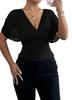2026 Women's V-Neck Puff Sleeve Fitted Waist Fashion Top