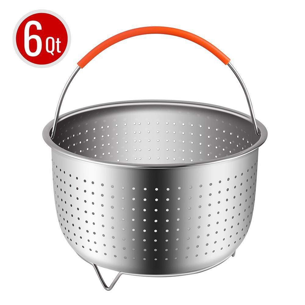 304 Roestvrij Staal Stoomboot Mand Instant Pot Accessoires Voor 3/6/8 Qt Instant Pot Snelkookpan Met Siliconen Bedekt Handvat