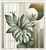 Green Shower Curtain, Sage Tone Monstera Leaf with Mid Century Details Bohemian Print Modern, Cloth Fabric Bathroom De