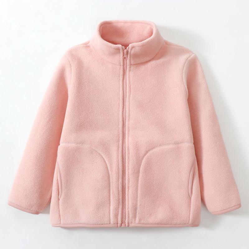 Autumn Winter Kids Outerwear Polar Fleece Jacket Zipper Thermal Coat for Boys Girls Solid Warm School Layering Cozy Tops Clothes