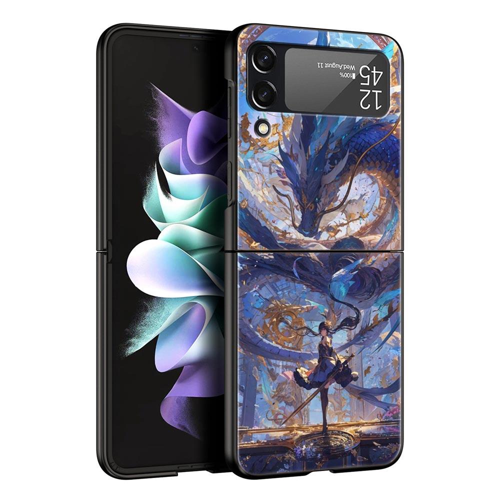 Genshin impact dragon Zhongli Case for Samsung Z Flip 3 4 5 Folding Mobile Shell For Samsung Z Flip3 Flip4 Flip5 PC Hard Cover