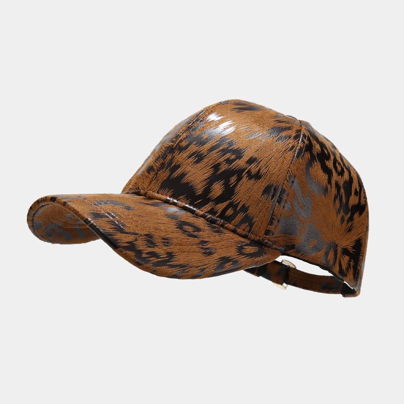 No Ip Classic Baseball Cap With Leopard Print Leather In Autumn Winter For Outdoor Fashion