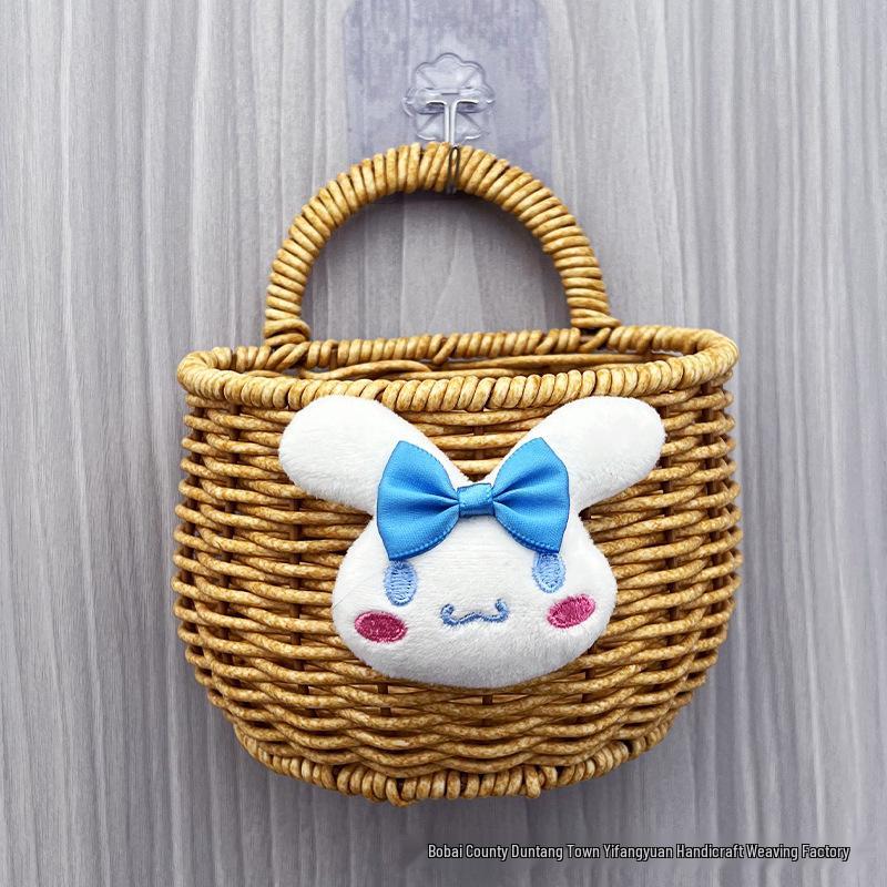 Wall-Mounted Rattan-Style Storage Rack for Kitchen & Bathroom