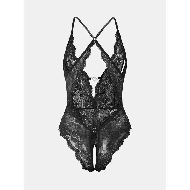 Lace Cupless Crotchless Bodysuit Erotic Costumes Women Underwear Backless Nightwear Female Temptation Lingerie Sleepwear For Sex