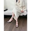 With skirt sandals women's summer new fashion versatile one-word strap high heels design sense niche Roman shoes