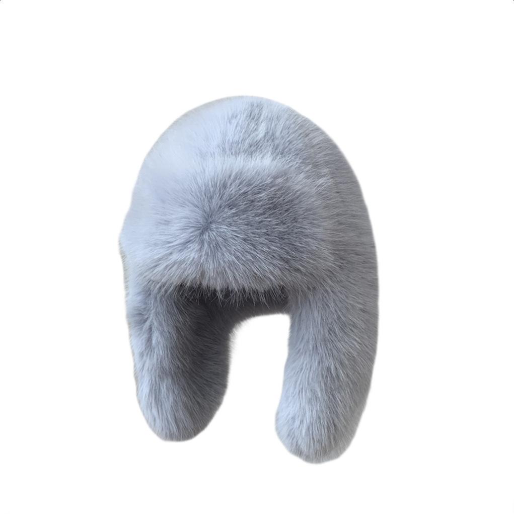 Hot Sale Outdoor Women Girl Furry Fluffy Designer Protect Ears Bucket Cap Long fox Faux Fur Caps Winter Hats