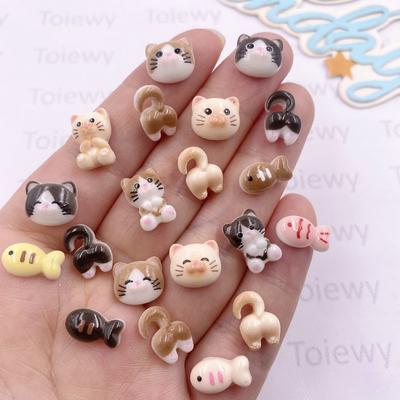 50 Stück Harz Kawaii Bunt Mini Katzen Fische Flache Rückseite 2D Cartoon Nail Art Stein DIY Schmuck Scrapbook Bastelarbeiten Dekor Zubehör