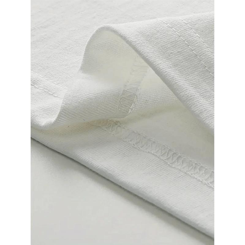 European Size , Women's Soft Breathable Pure Oversized T-Shirt - Casual Round Neck Short Sleeve Top Suitable for Spring