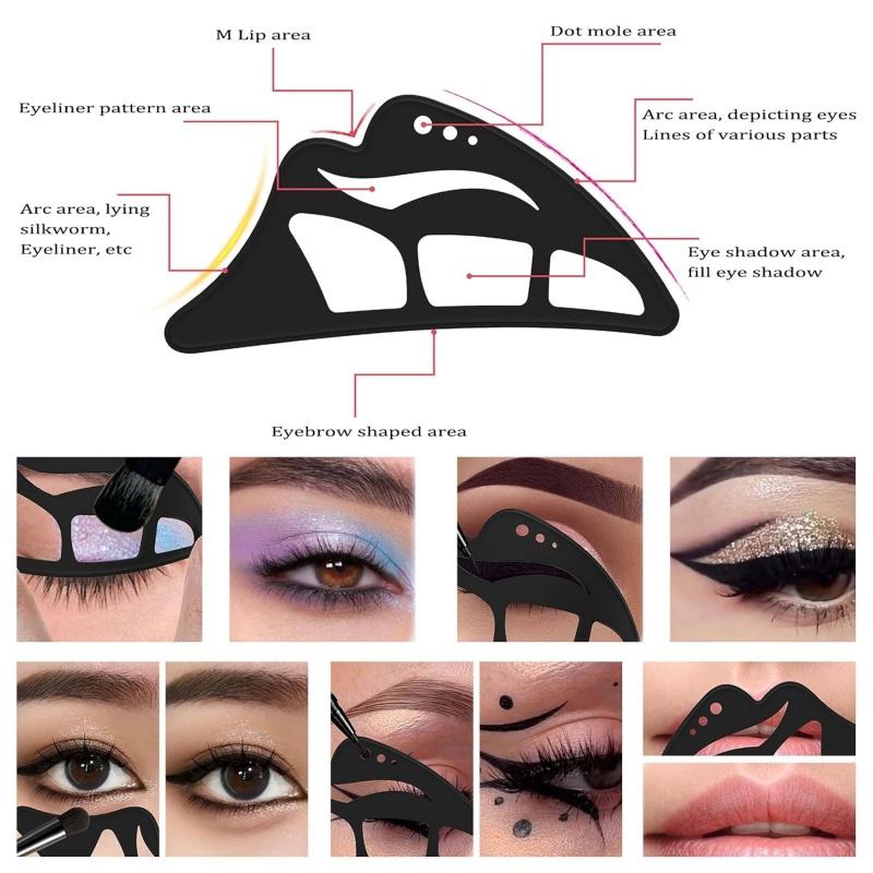 5 In 1 Eyeshadow Stencil Silicone Eyeshadow Tool Reusable Eye Makeup Aid Stencils Eyeliner Template for Beginners Makeup Tool