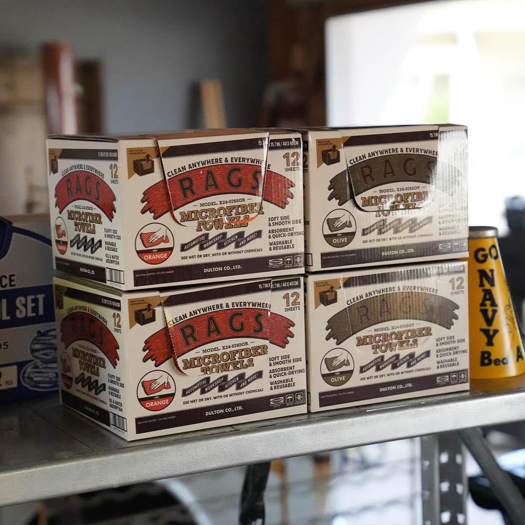 Dulton Microfiber Cloth Orange 40 x 40 cm Pack of 12 Cleaning Towels Fluffy Thick Cloth Absorbent Quick Drying Cleaning Car Care Car Washing Machine