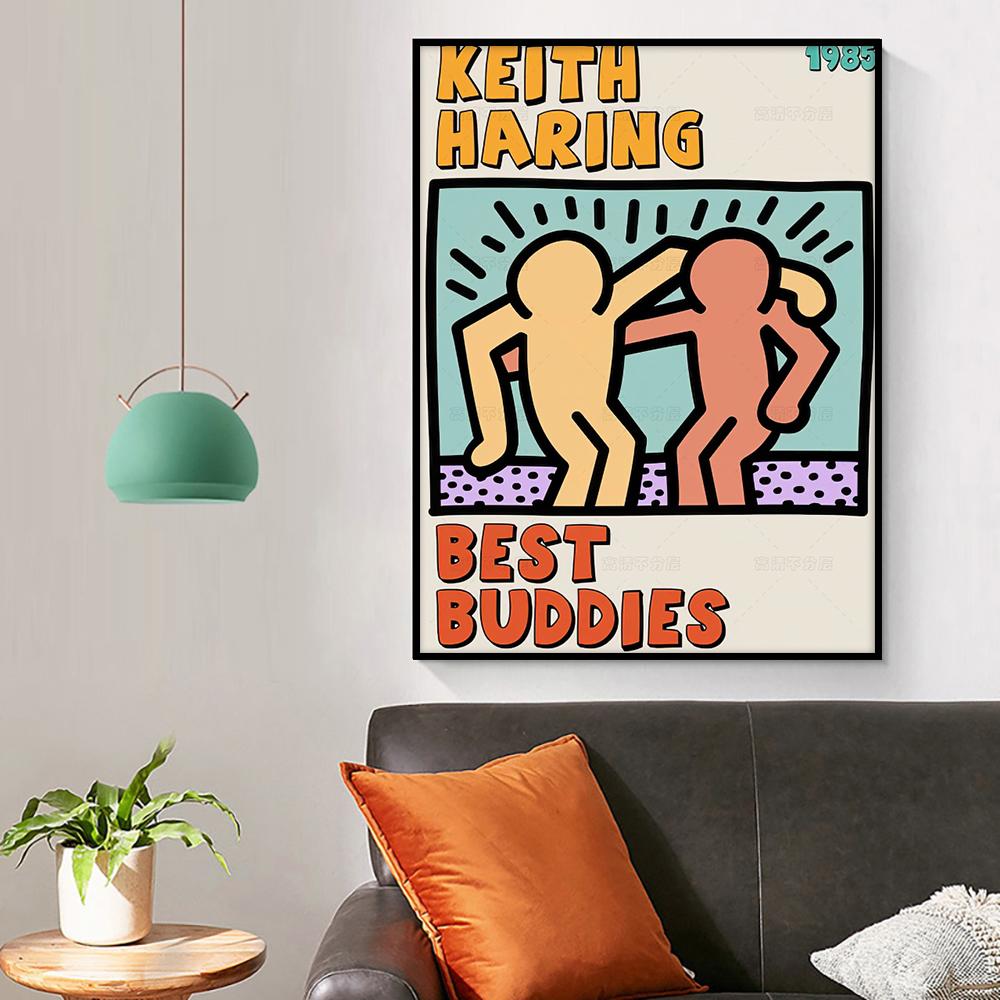 Keith Works Ausstellung, Leinwandgemälde, Graffiti-Stil, dekoratives Poster, Wohnzimmer, Wandkunst, Drucke, moderne Heimdekoration, ästhetisch