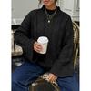High Neck Sweater Women Loose Pullover Flare Sleeve Mock Neck Lazy Style Knit Top