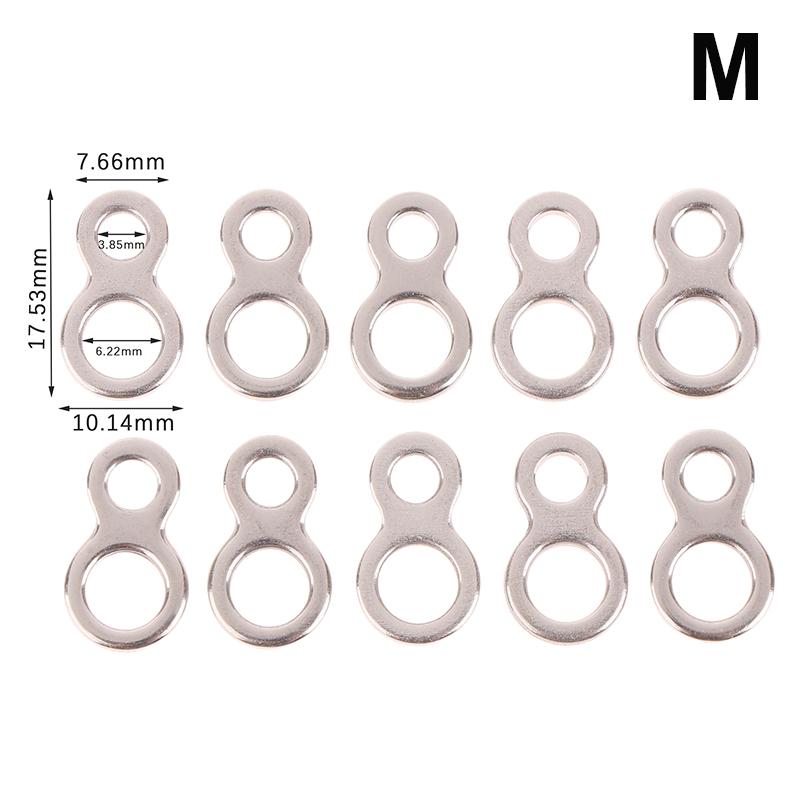 10Pcs Stainless Steel Fishing Jig 8 Figure Rings Fishing Solid Ring Fishing Lure Assist Hook Terminal Lures Pin Connector