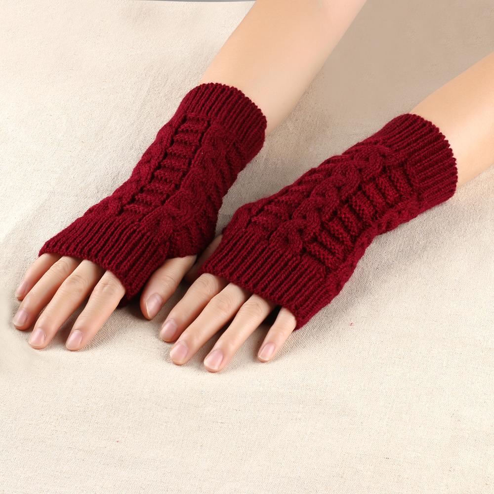 Knitted Fingerless Ladies Gloves Warm Hand Warmer Classic Finger Fingerless Gloves  for Women