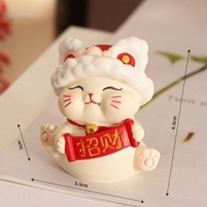 Cute Home Charm Cat Mini Ornament for Office Desk Fostering Stability and Prosperity