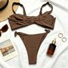 1011 New Bilkini Sexy European and American Bikini, Solid Color Split Women's Swimsuit Swimsuit Women