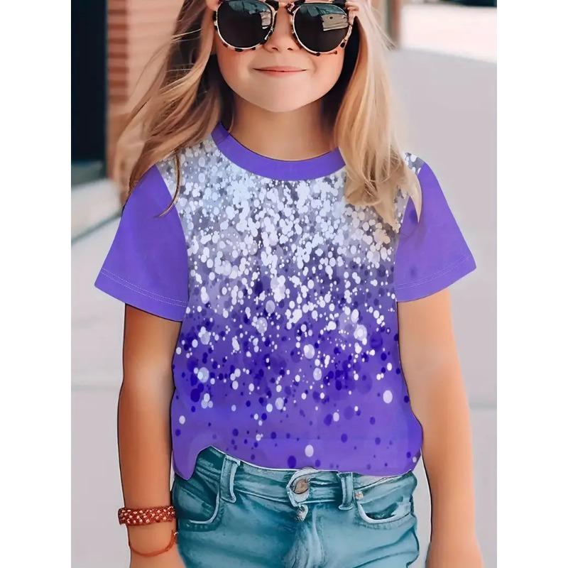 Barn t-shirts Westernstil Tecknad Sommar Kortärmad T-shirt Cool Regnbågstryckt Topp Trendskjorta