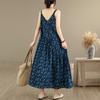 Sleeveless Strap Cotton Vintage Floral New in Dresses For Women Casual Loose Long Summer Dress Elegant Clothing