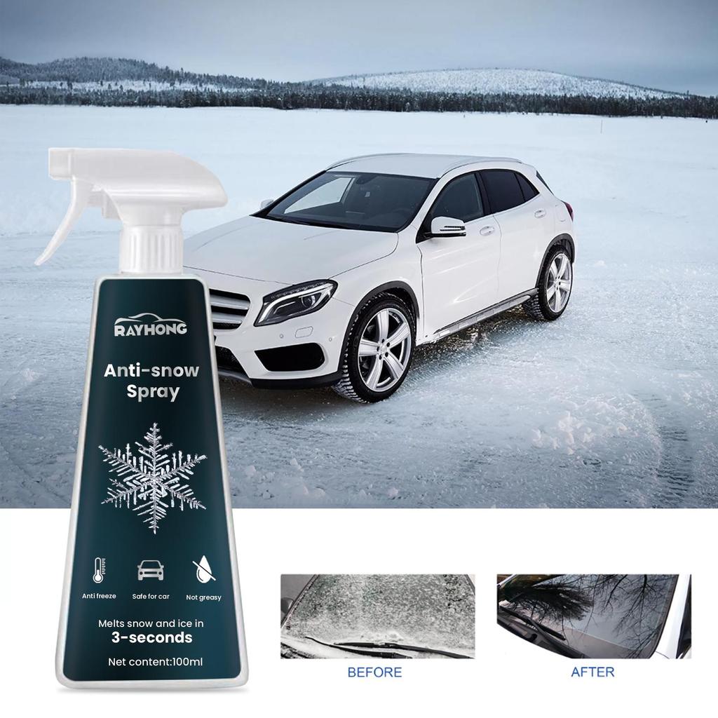 RAYHONG De-icing Agent for Car Windshield and Rearview Mirror, Quick Frost and Mist Removal, Melt Snow and Ice Agent 100ml