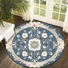 Blue and white checkered Flannel-printed round floor mats are slip-resistant Suitable for living bedroom terrace garden carpets