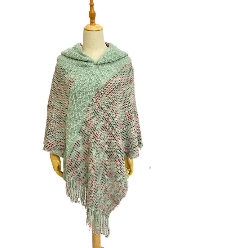 

Вязаная шаль Женская накидка с капюшоном Плащ 90 светло-зеленый