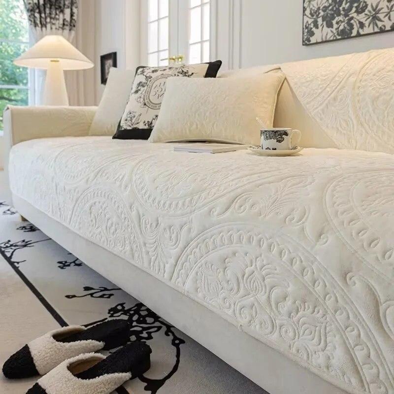 Floral Pattern Velvet Sofa Towel Thicken Plush Couch Cushion Universal Sofa Pad For Living Room L Sectional Sofa Mat Home Decor