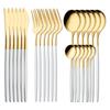Luxunry 24Pcs Gold Dinnerware Flatware Set Silverware Stainless Steel Dinenr Knife Fork Coffee Spoon Home Tableware Cutlery Set