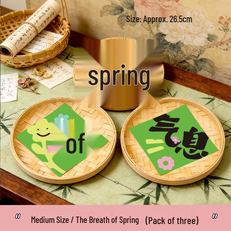 Spring Bamboo Plate Hanging Ornament Set for Teahouse and Homestay Decor & Photography Backgrounds