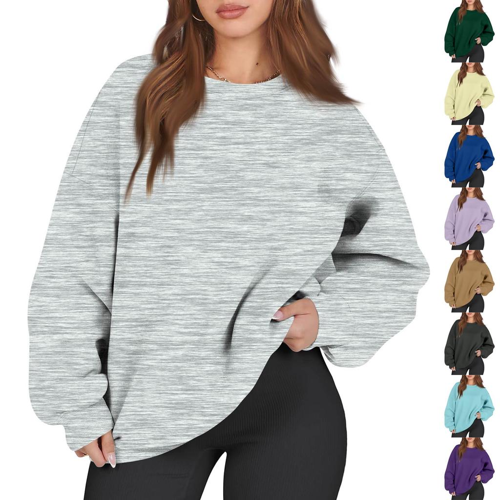 Women's Fashion Long Sleeve Loose Oversize Solid Color Half Zipper Neck Sweater Top With Pockets