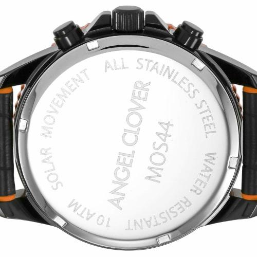 Angel Clover Mondo Solar Watch, Black/Orange Dial, Stainless Steel, Solar Battery, 44mm, Men's, MOS44BK-BK, Official Warranty