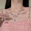 French Heiress Sakura Pink Zirconia Necklace & Tassel Earrings Set