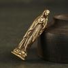 Vintage Blessed Virgin Mary Figurines Statue Small Ornaments Brass Holy Mother Religion Faith Buddha Home Decor