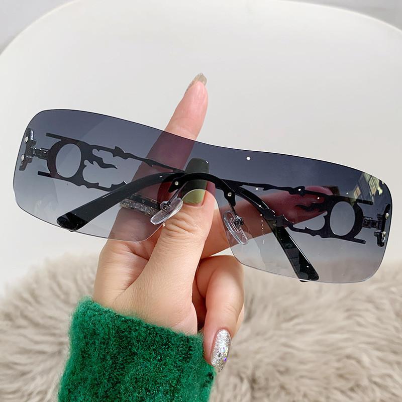 Unisex Frameless Retro Y2k Sunglasses With Uv400 Protection For Outdoor Activities WhiteBlueGrey