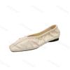 Fashion Elegant Square Head Pleated Shallow Mouth Casual Flat Single Shoes for Women 2025 Autumn New Versatile Comfortable Fashion Flats