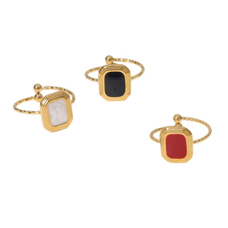 French Chic Retro Stainless Steel Open Ring: Classic Luxury Style Jewelry