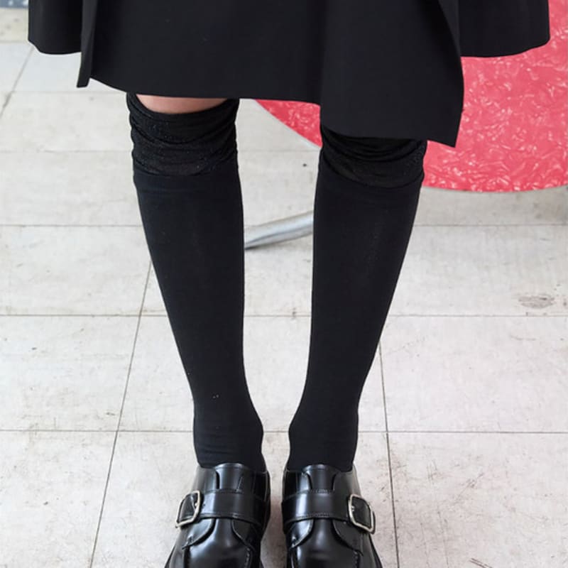 Kuho Plus Sheer Layered Knee Socks Black (KE58KTM035)