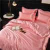 Nordic Silk Bedding Set with Duvet Cover Bed Sheet Pillowcase Luxury Couple Single Double Summer Home Textile Solid Bedsheet