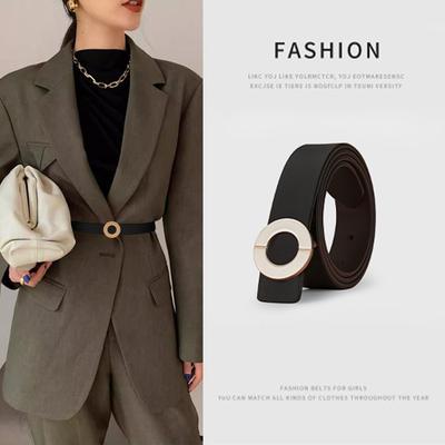 New Women's Belt  Fashionable Thin Belt  Versatile Smooth Buckle  Skirt  Dress  Decorative Trouser Belt