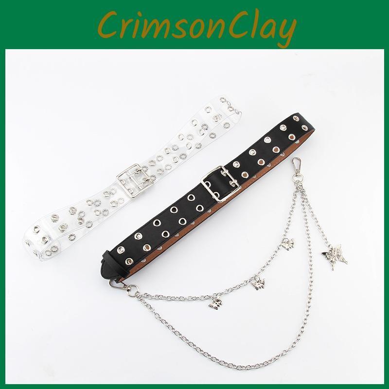 Fashion Double Breasted Design Women Waist Belt And Butterfly Metal Decor Chain