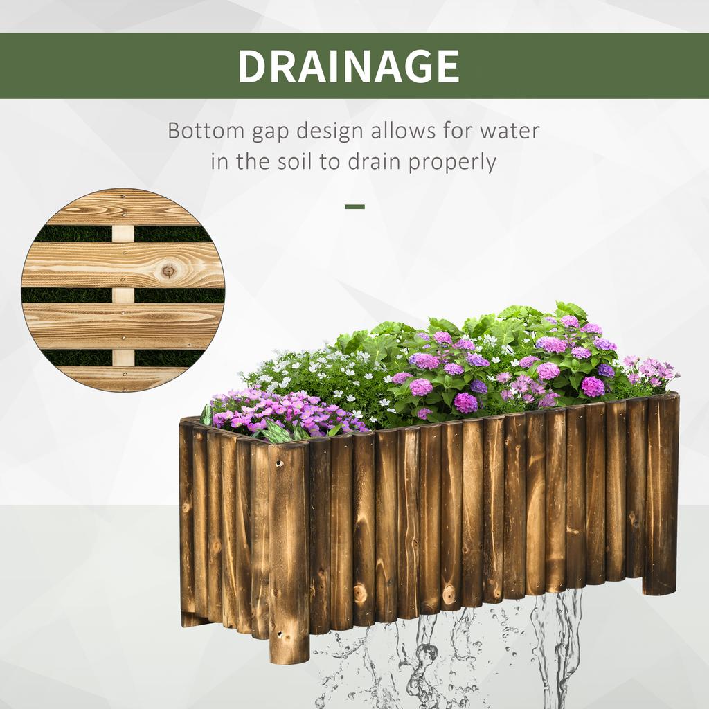 100L Raised Flower Bed Wooden Rectangular Planter Container Box Flower Pot Herb Pot 100L x 38.5W x 40H (cm)