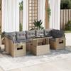 Vidaxl 8-Cz. Garden Furniture Set With Cushions, Beige, Poly Rattan