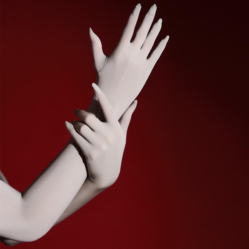 Glossy Black Silk Stockings And Gloves For Women, Sexy And Sensual, Silky And Oily