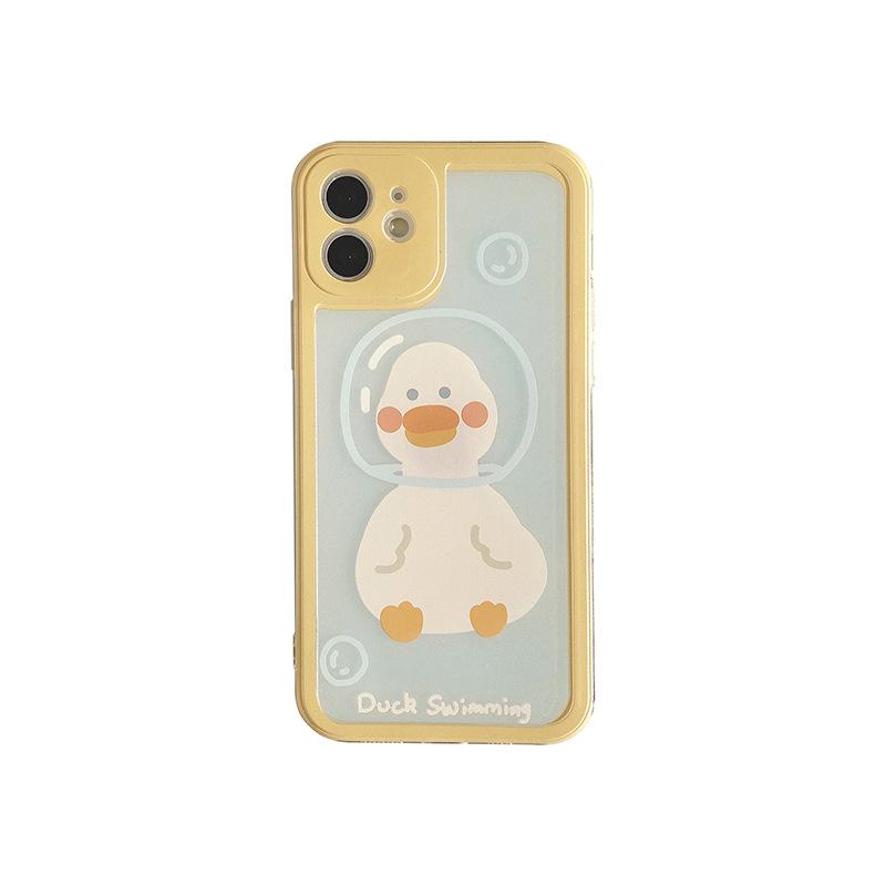 Cute Cartoon Duck IPhone 16 ProMAX Mobile Phone Case 13 Apple 14 Suitable for 12 All Inclusive 15 Transparent 11 Soft Cover