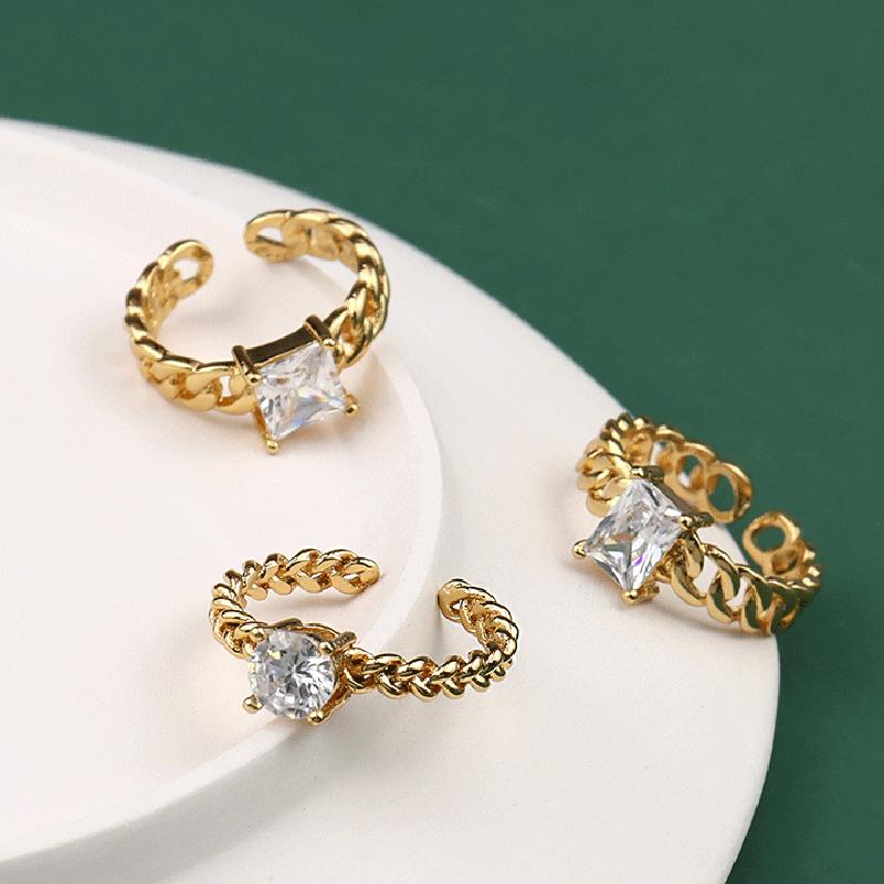 ANENJERY Rings for Women Men France Geometric Zircon Rings Accessories Jewelry Wedding Party