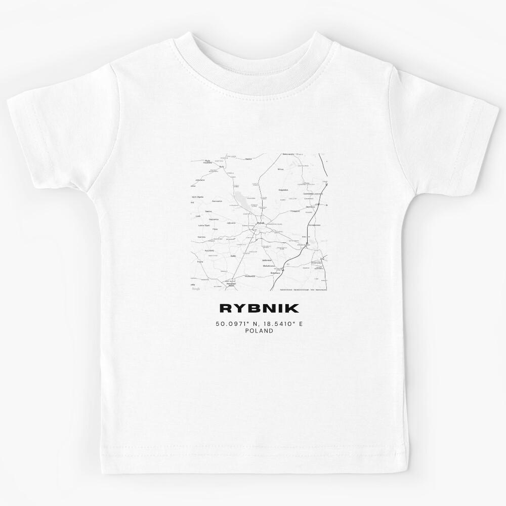 Rybnik Poland Map | Minimalist Black and White City Poster Kids T-Shirt 100