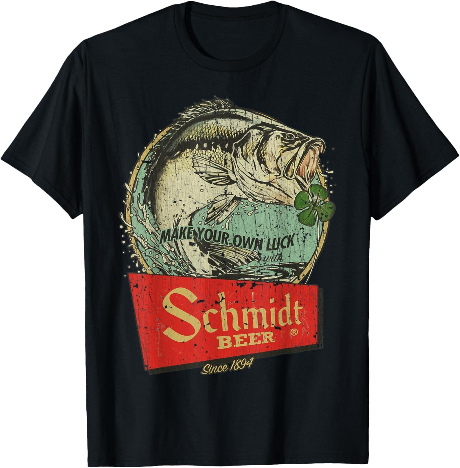 Fishing Schmidt Beer Make Your Own Luck 1894 Vintage T-Shirt XXXL